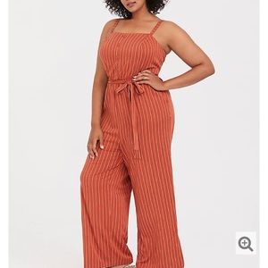 Torrid ORANGE STRIPE CHALLIS WIDE LEG JUMPSUIT